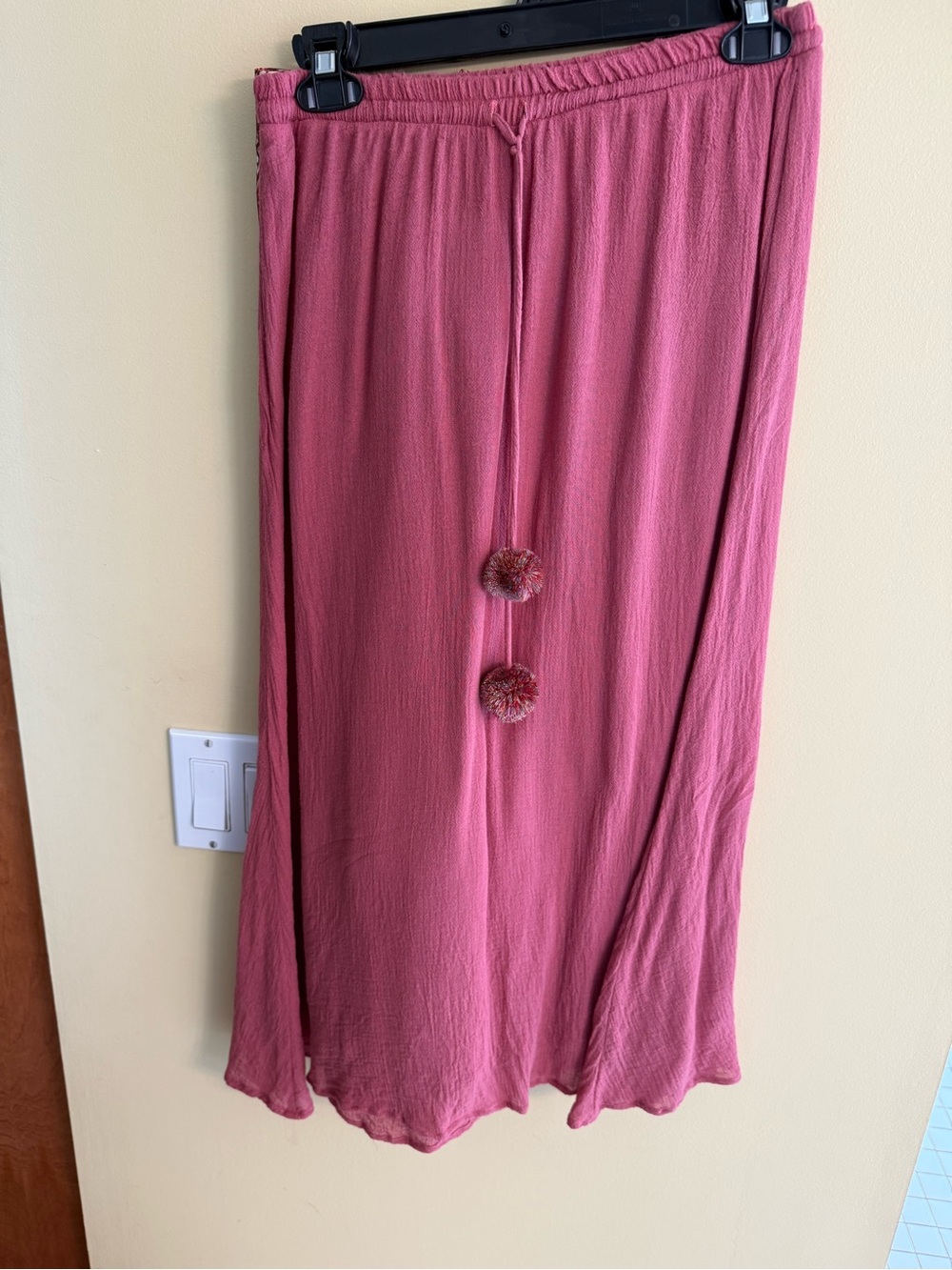 Pom-Pom Drawstring Maxi Skirt in Dusty Rose